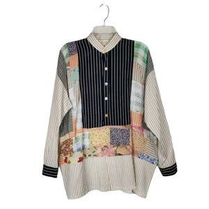 Hartley of Westwood Patchwork Popover Top Funky Art Lagenlook Size Medium